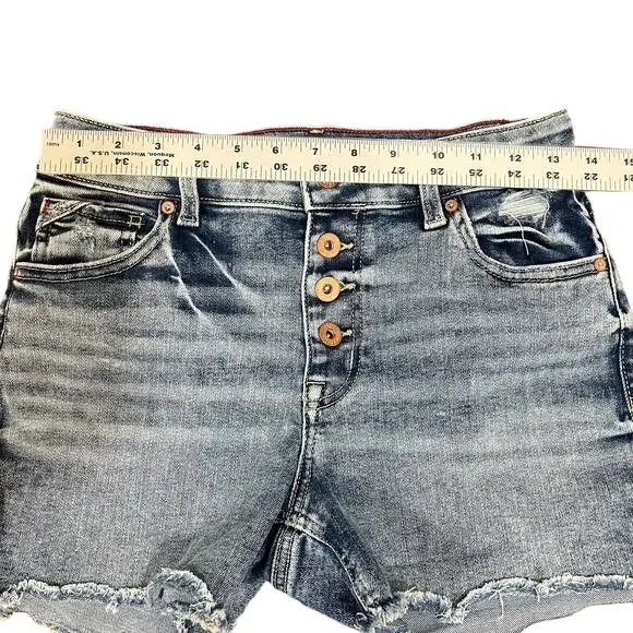Maurices Edgely Hi-Rise Button Fly Distressed Jean Shorts Sz 2 - Picture 5 of 7